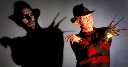 Composite of Freddy Krueger from A Nightmare on Elm Street 3: Dream Warriors and Jim Carrey from The Number 23, illustrating the idea of Carrey as Freddy.