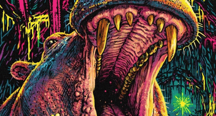 'Hungry' Poster Unleashes a Neon-Drenched Hippo Horror Nightmare