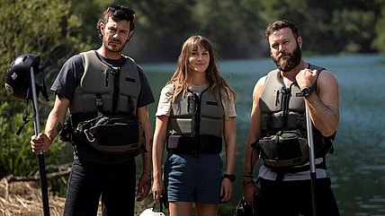 River Wild movie 2023 scene – Adam Brody, Leighton Meester, Taran Killam