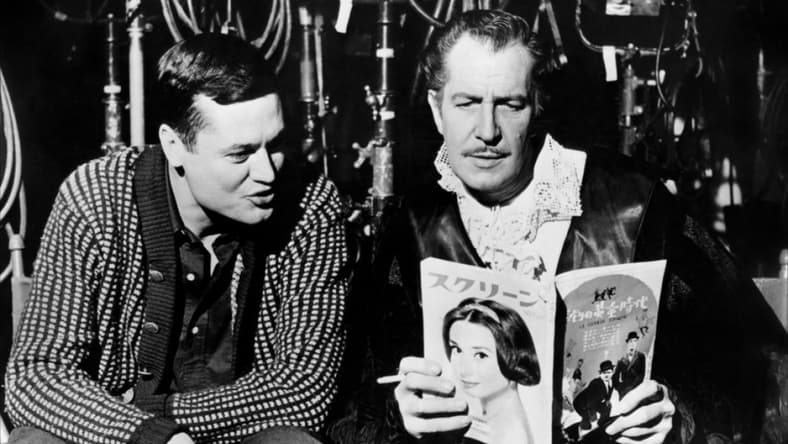 Roger Corman and Vincent Price on the set of House of Usher 1960