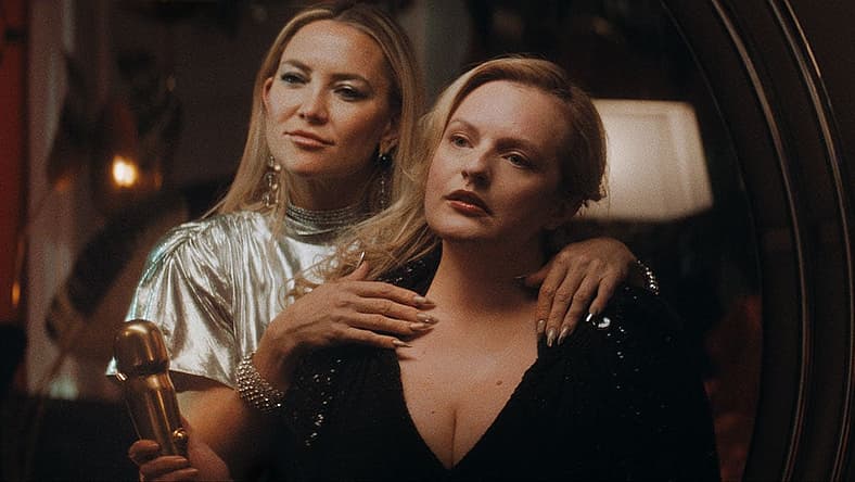 Still from the 2024 film Shell featuring Kate Hudson and Elisabeth Moss standing together