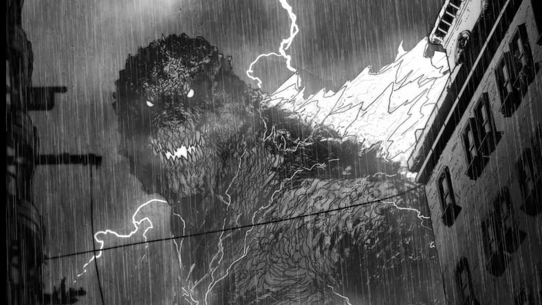 THE HORROR OF GODZILLA #1 inks by Tristan Jones