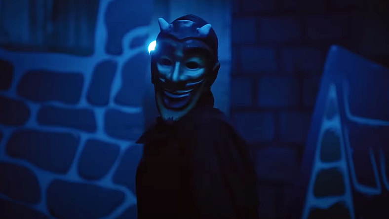hell of a summer DEVIL MASK KILLER IN BLUE LIGHT