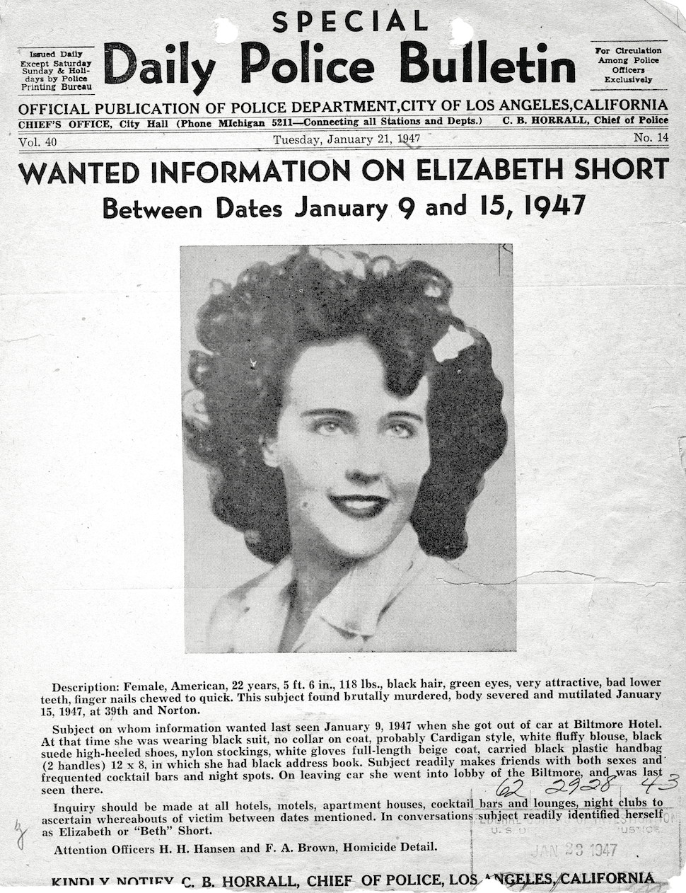 Black Dahlia Wanted - Dread: The Unsolved Studies the Perplexing Mutilation of The Black Dahlia