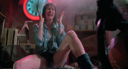 STRECH3 428x230 - The Power Of Showing Skin in 'The Texas Chainsaw Massacre 2' [FINAL GIRL FASHION]