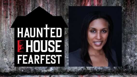 A headshot of Renee Huff next to the Haunted House FearFest Film Festival logo