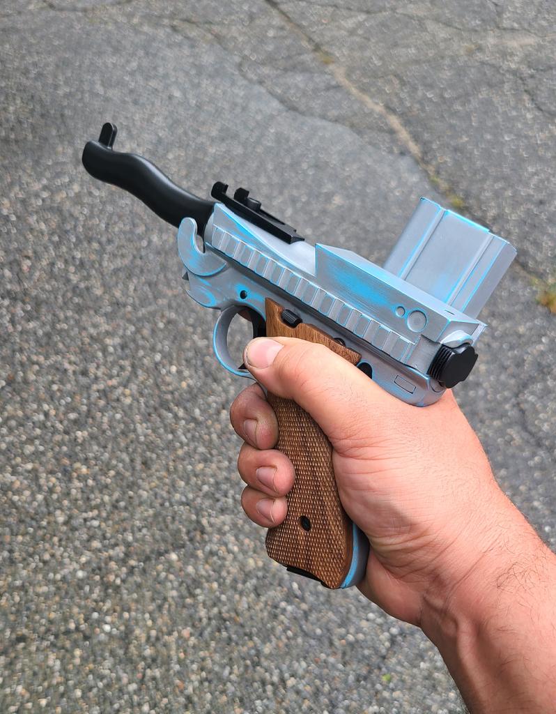 This gun fires bullets out of that barrel