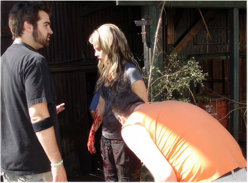 Lynch directs star Erica Leerhsen on screaming… which she did damn well.